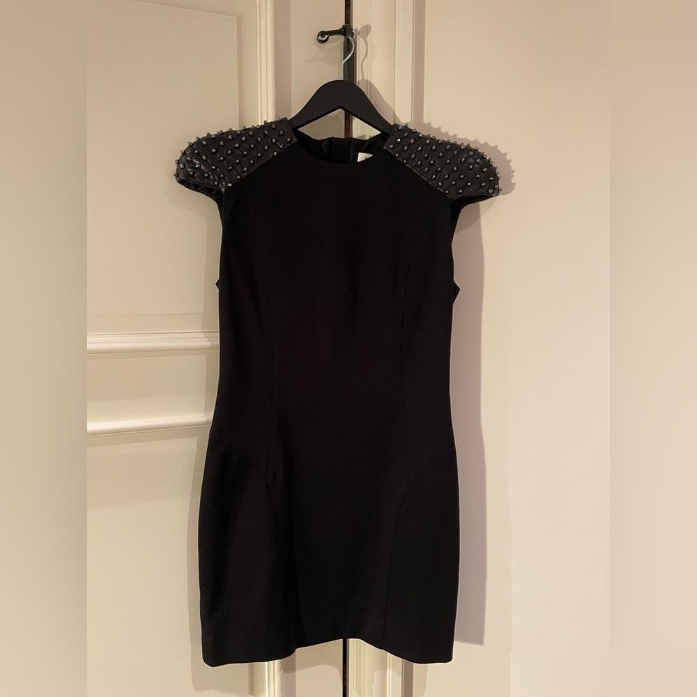 Elegant Black Dress with Studded Shoulders from Balmain